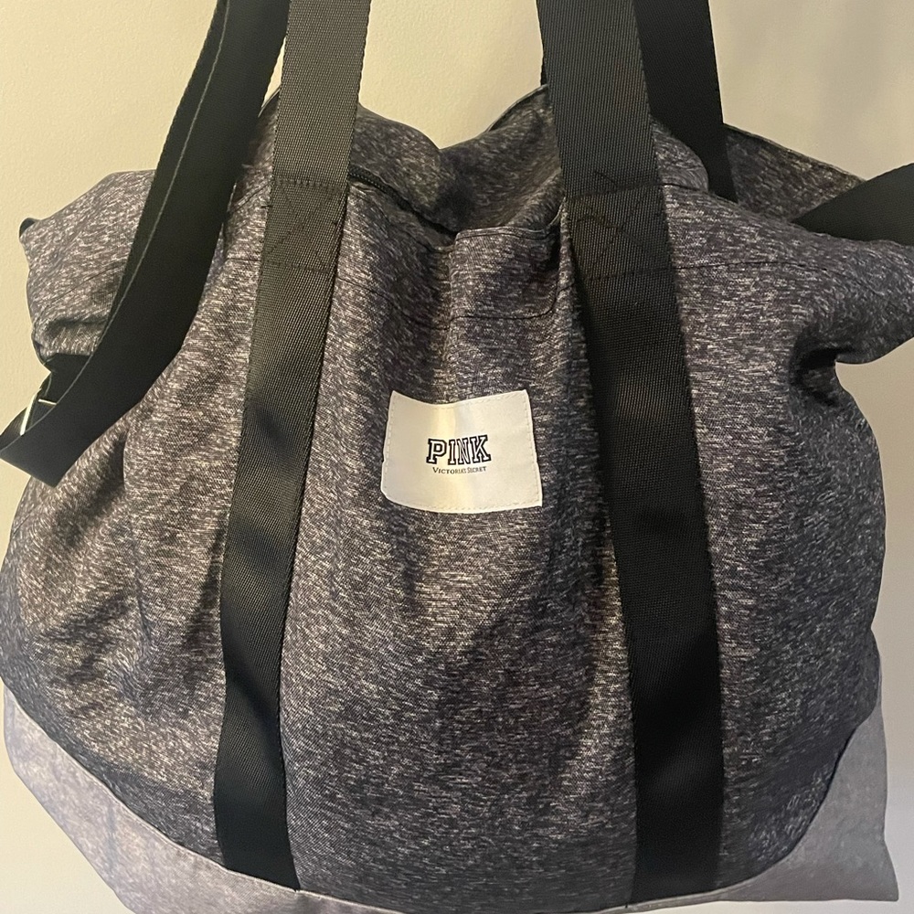Victoria's Secret PINK Weekender Double Strap Tote Bag Gray Black Marl